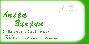 anita burjan business card