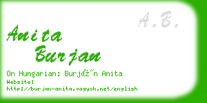 anita burjan business card